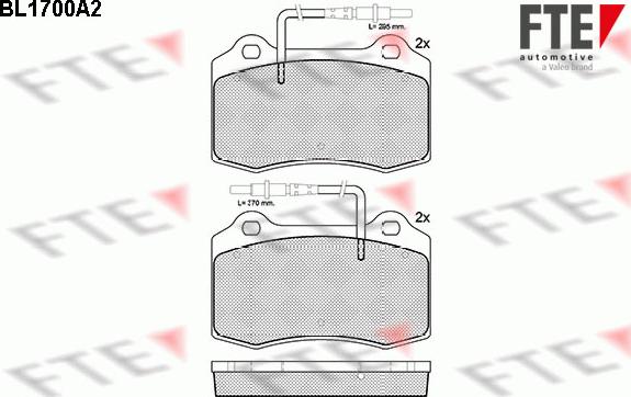 FTE BL1700A2 - Тормозные колодки, дисковые, комплект autospares.lv