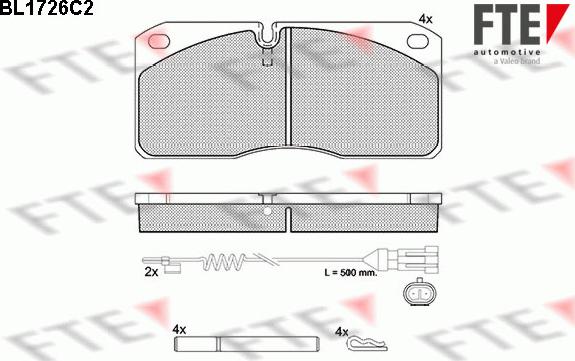 FTE BL1726C2 - Тормозные колодки, дисковые, комплект autospares.lv