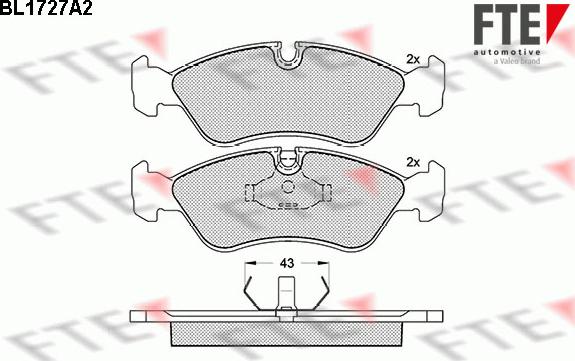 FTE BL1727A2 - Тормозные колодки, дисковые, комплект autospares.lv