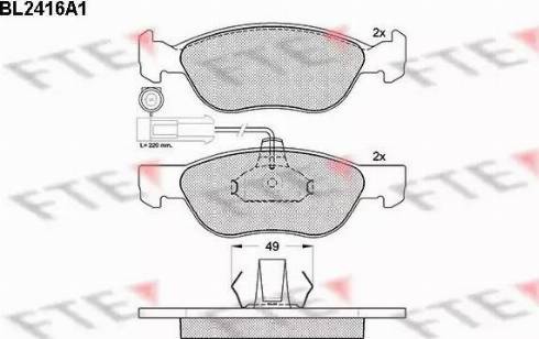 FTE BL2416A1 - Тормозные колодки, дисковые, комплект autospares.lv