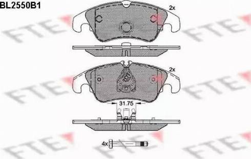 FTE BL2550B1 - Тормозные колодки, дисковые, комплект autospares.lv