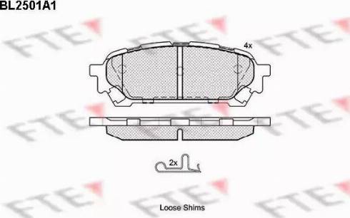 FTE BL2501A1 - Тормозные колодки, дисковые, комплект autospares.lv