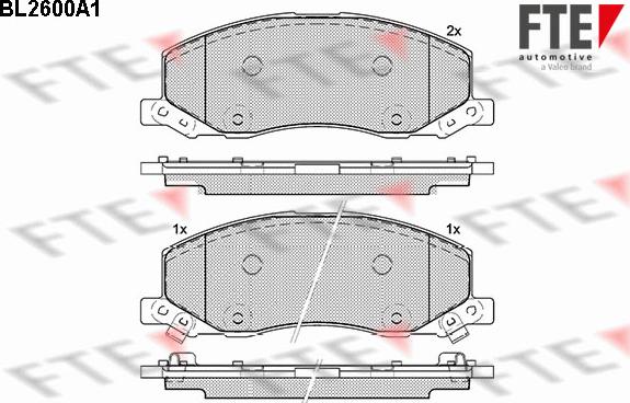 FTE BL2600A1 - Тормозные колодки, дисковые, комплект autospares.lv