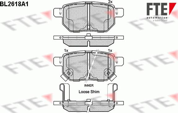 FTE BL2618A1 - Тормозные колодки, дисковые, комплект autospares.lv