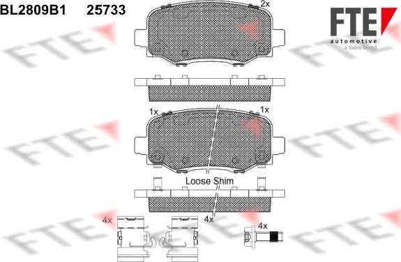 FTE BL2809B1 - Тормозные колодки, дисковые, комплект autospares.lv