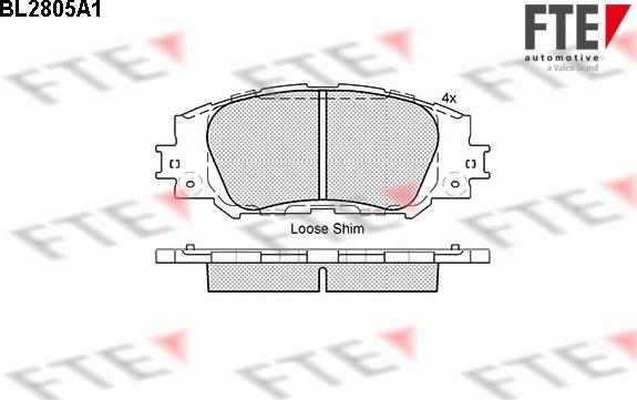 FTE BL2805A1 - Тормозные колодки, дисковые, комплект autospares.lv