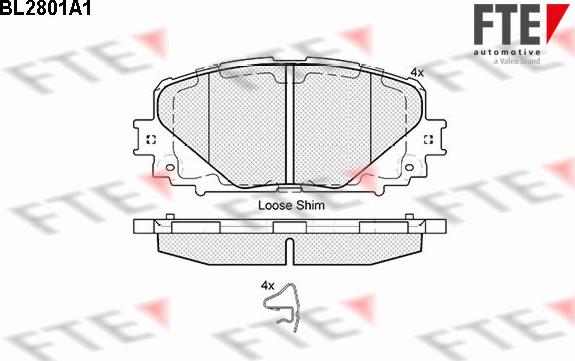 FTE BL2801A1 - Тормозные колодки, дисковые, комплект autospares.lv