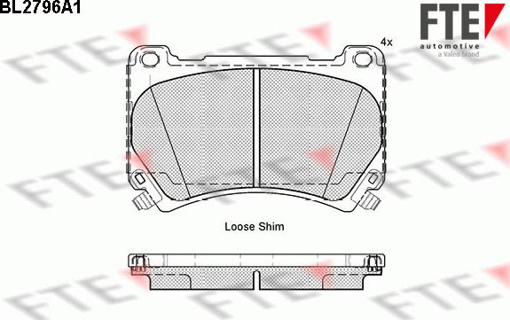 FTE BL2796A1 - Тормозные колодки, дисковые, комплект autospares.lv