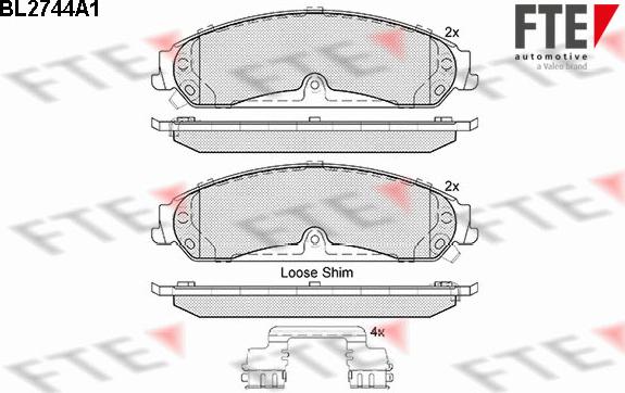 FTE BL2744A1 - Тормозные колодки, дисковые, комплект autospares.lv