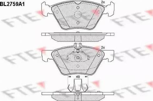 FTE BL2759A1 - Тормозные колодки, дисковые, комплект autospares.lv