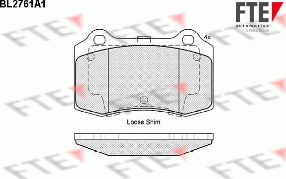 FTE BL2761A1 - Тормозные колодки, дисковые, комплект autospares.lv