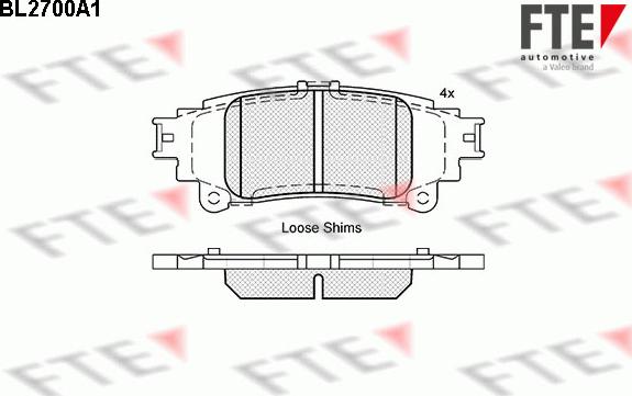 FTE BL2700A1 - Тормозные колодки, дисковые, комплект autospares.lv