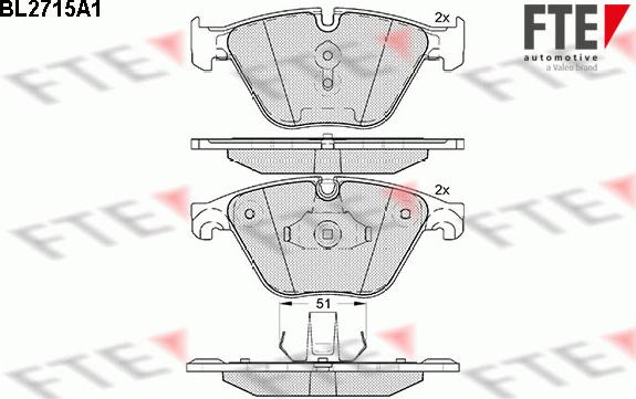 FTE BL2715A1 - Тормозные колодки, дисковые, комплект autospares.lv