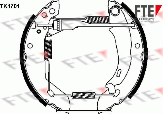 FTE TK1701 - Комплект тормозных колодок, барабанные autospares.lv