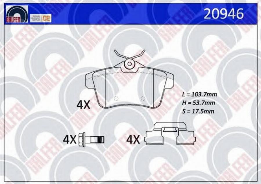 Galfer 20946 - Тормозные колодки, дисковые, комплект autospares.lv