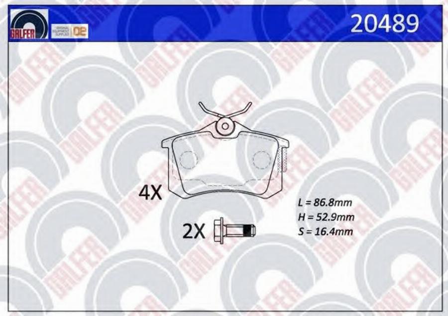 Galfer 20489 - Тормозные колодки, дисковые, комплект autospares.lv