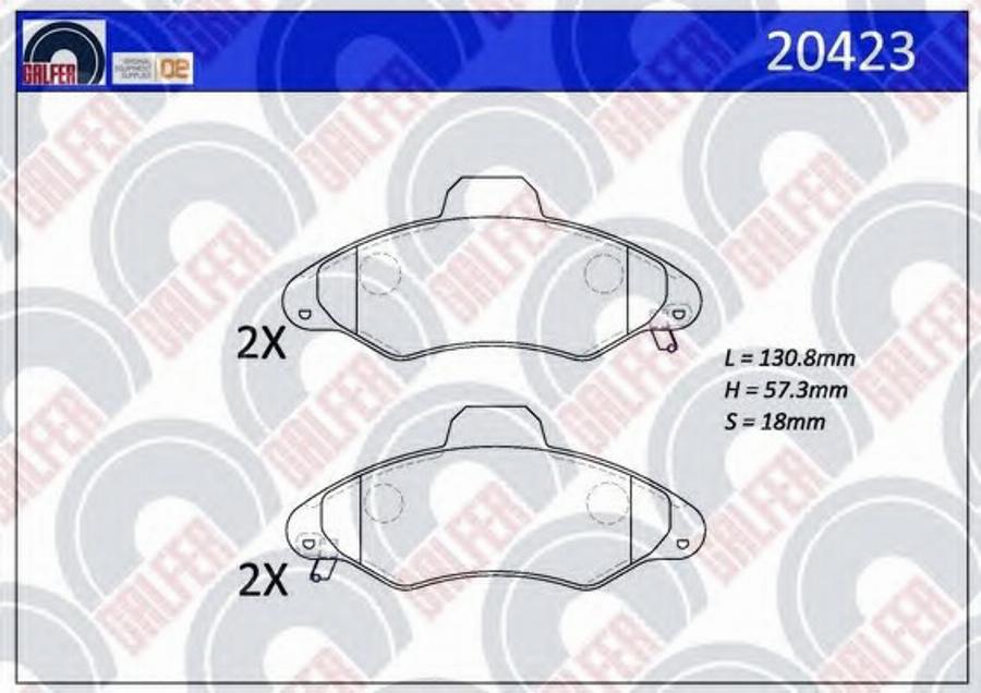 Galfer 20423 - Тормозные колодки, дисковые, комплект autospares.lv