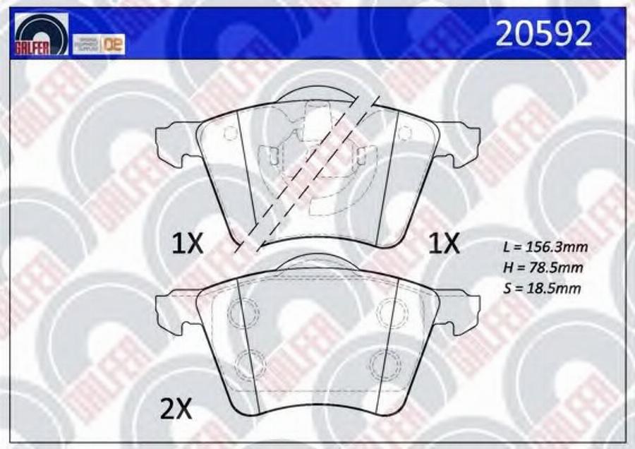 Galfer 20592 - Тормозные колодки, дисковые, комплект autospares.lv