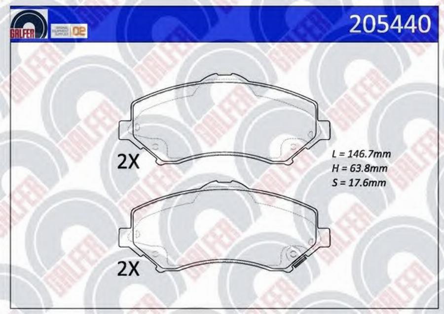 Galfer 205440 - Тормозные колодки, дисковые, комплект autospares.lv