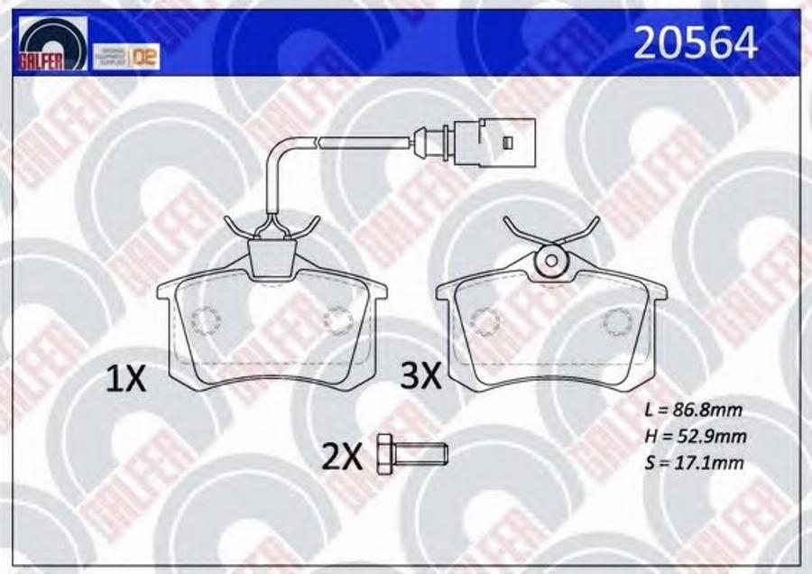 Galfer 20564 - Тормозные колодки, дисковые, комплект autospares.lv