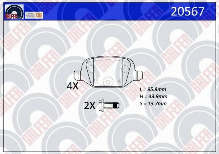 Galfer 20567 - Тормозные колодки, дисковые, комплект autospares.lv