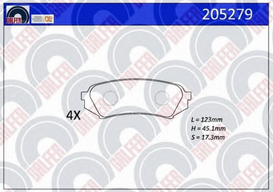 Galfer 205279 - Тормозные колодки, дисковые, комплект autospares.lv