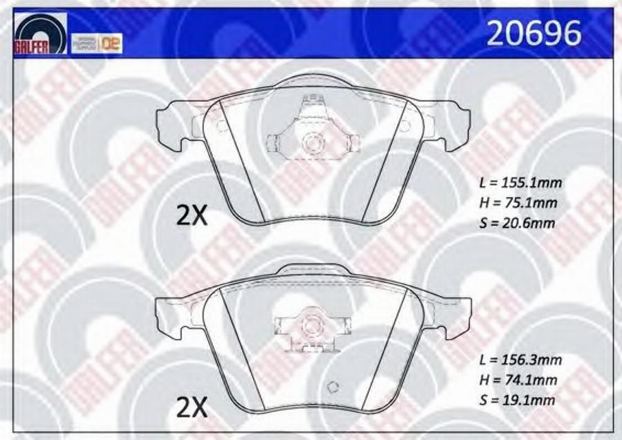 Galfer 20696 - Тормозные колодки, дисковые, комплект autospares.lv