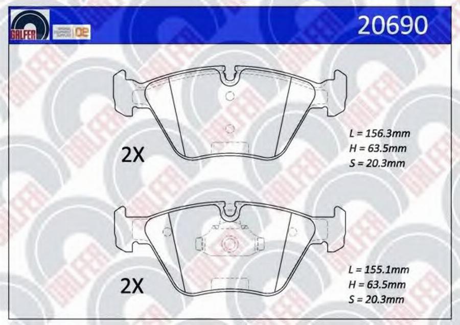 Galfer 20690 - Тормозные колодки, дисковые, комплект autospares.lv