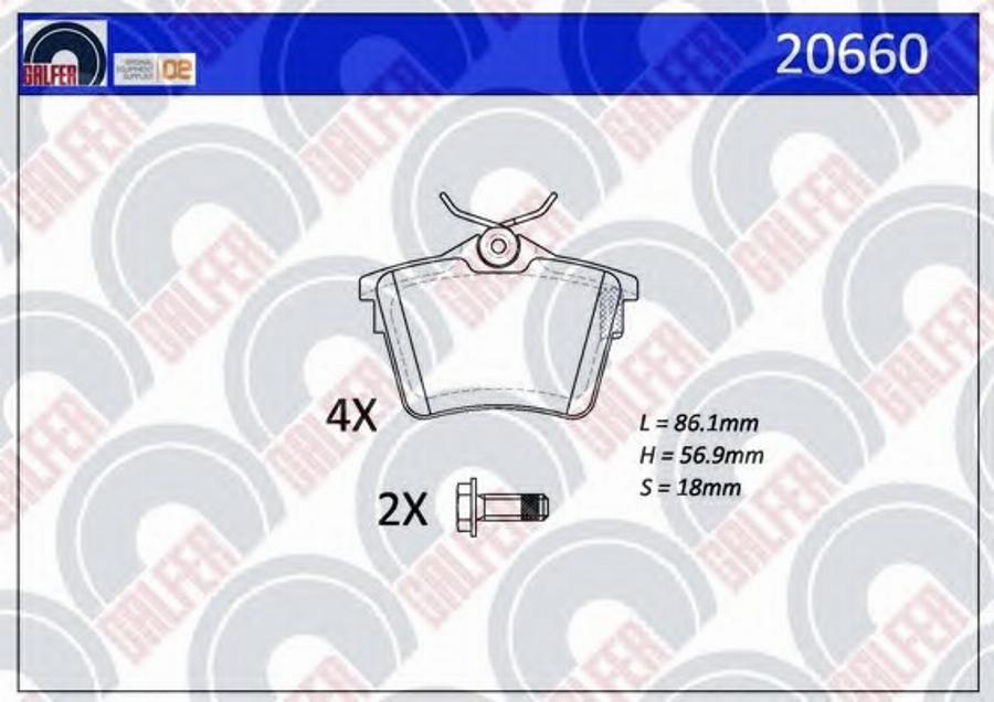 Galfer 20660 - Тормозные колодки, дисковые, комплект autospares.lv