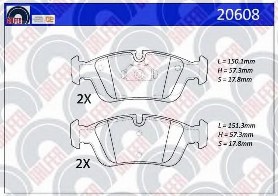 Galfer 20608 - Тормозные колодки, дисковые, комплект autospares.lv