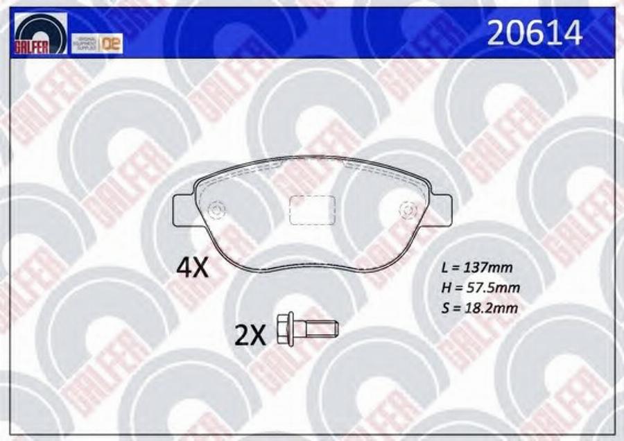 Galfer 20614 - Тормозные колодки, дисковые, комплект autospares.lv