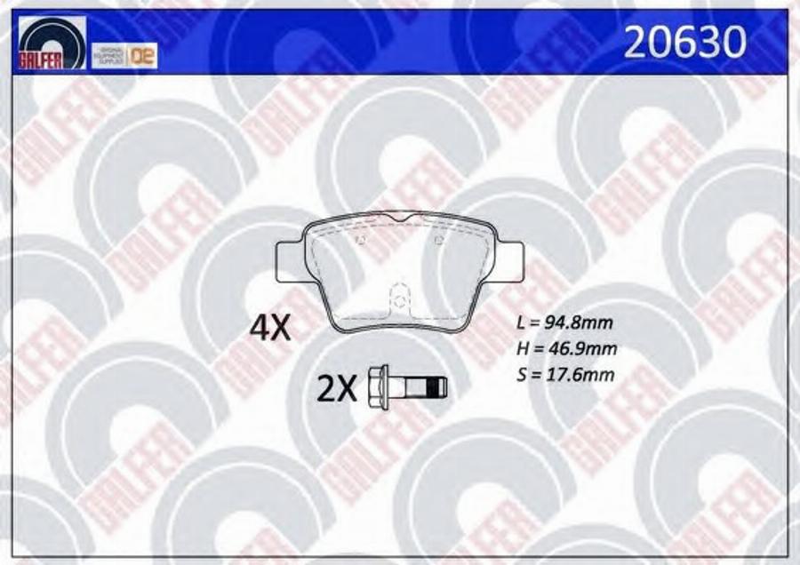 Galfer 20630 - Тормозные колодки, дисковые, комплект autospares.lv