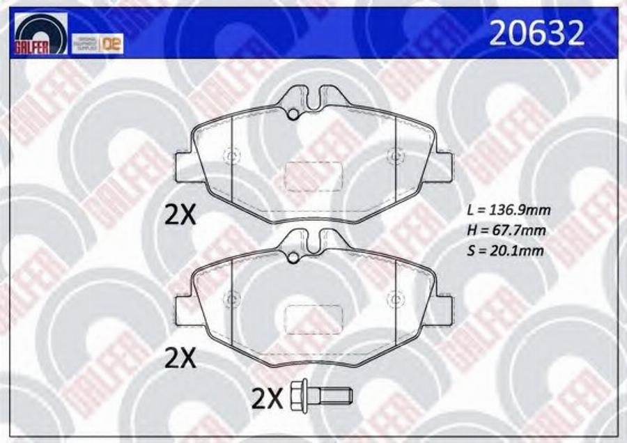 Galfer 20632 - Тормозные колодки, дисковые, комплект autospares.lv