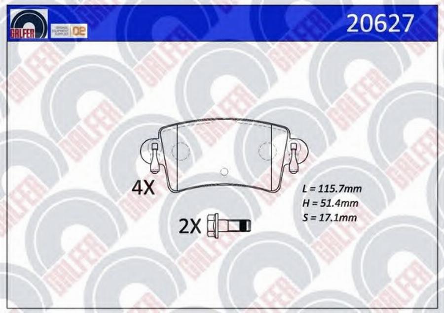 Galfer 20627 - Тормозные колодки, дисковые, комплект autospares.lv