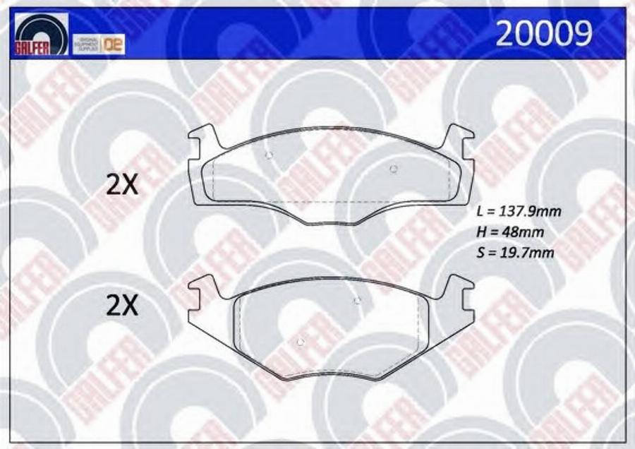 Galfer 20009 - Тормозные колодки, дисковые, комплект autospares.lv