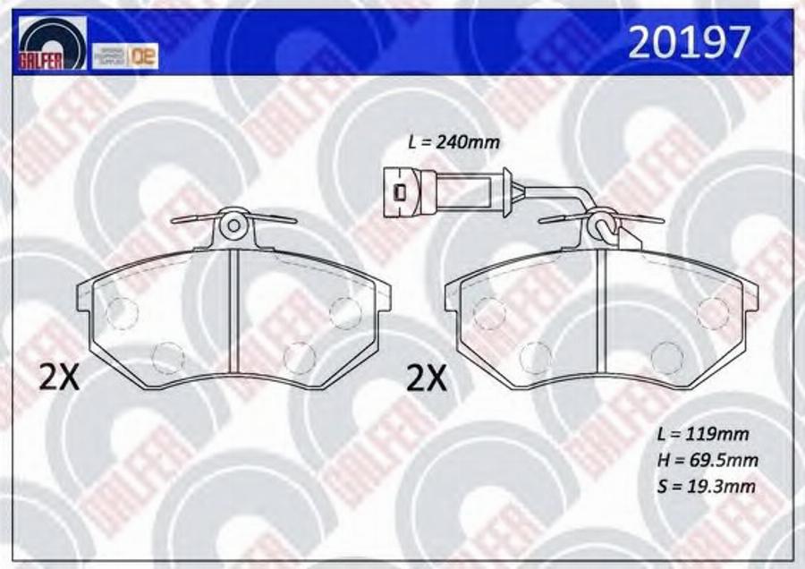 Galfer 20197 - Тормозные колодки, дисковые, комплект autospares.lv