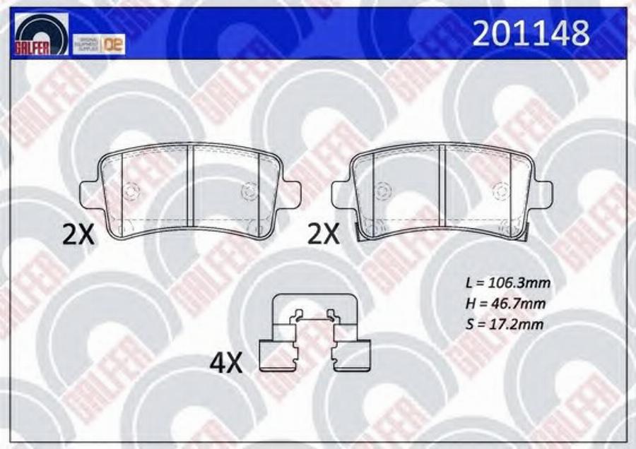 Galfer 201148 - Тормозные колодки, дисковые, комплект autospares.lv