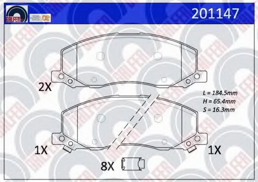 Galfer 201147 - Тормозные колодки, дисковые, комплект autospares.lv