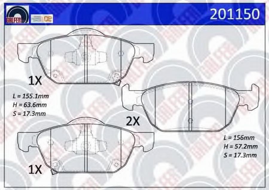Galfer 201150 - Тормозные колодки, дисковые, комплект autospares.lv