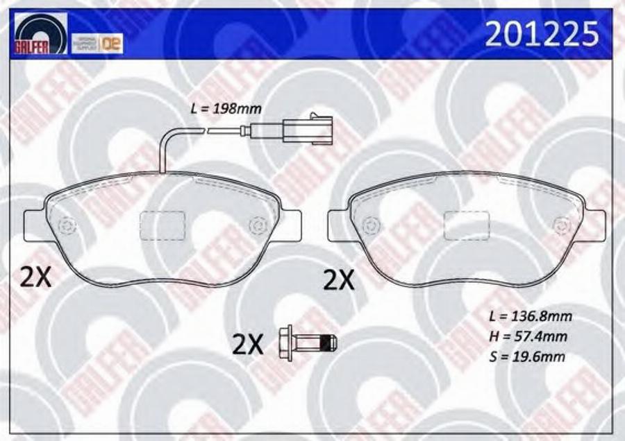 Galfer 201225 - Тормозные колодки, дисковые, комплект autospares.lv