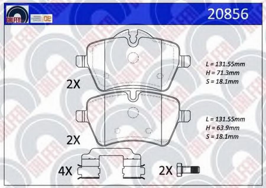 Galfer 20856 - Тормозные колодки, дисковые, комплект autospares.lv