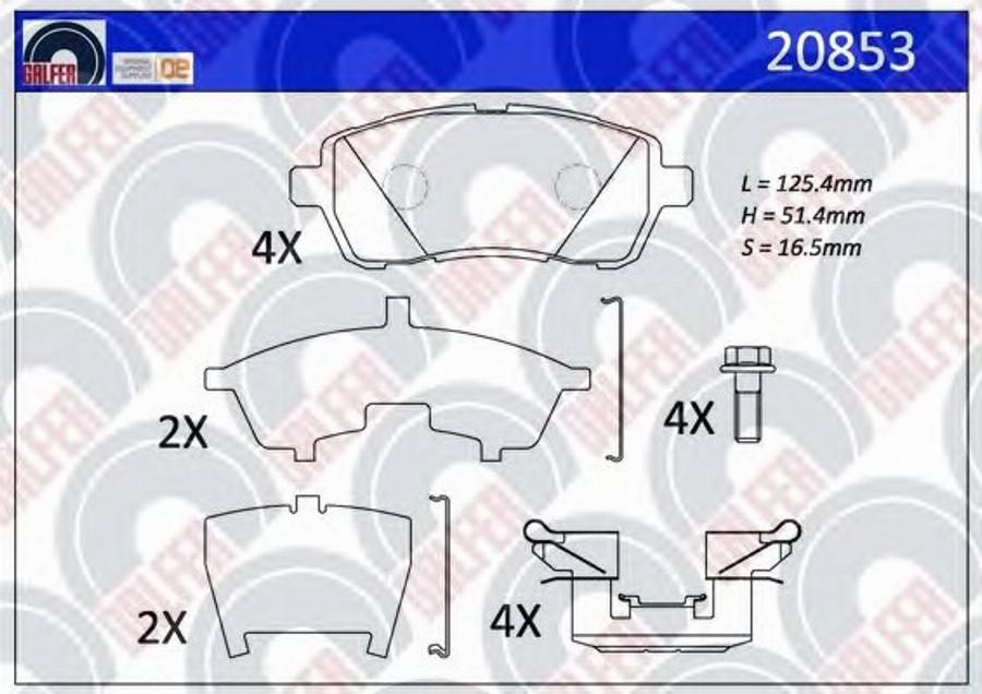 Galfer 20853 - Тормозные колодки, дисковые, комплект autospares.lv