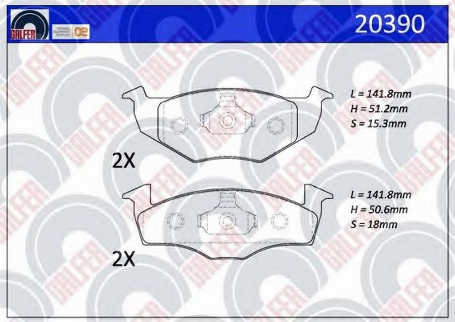 Galfer 20390 - Тормозные колодки, дисковые, комплект autospares.lv