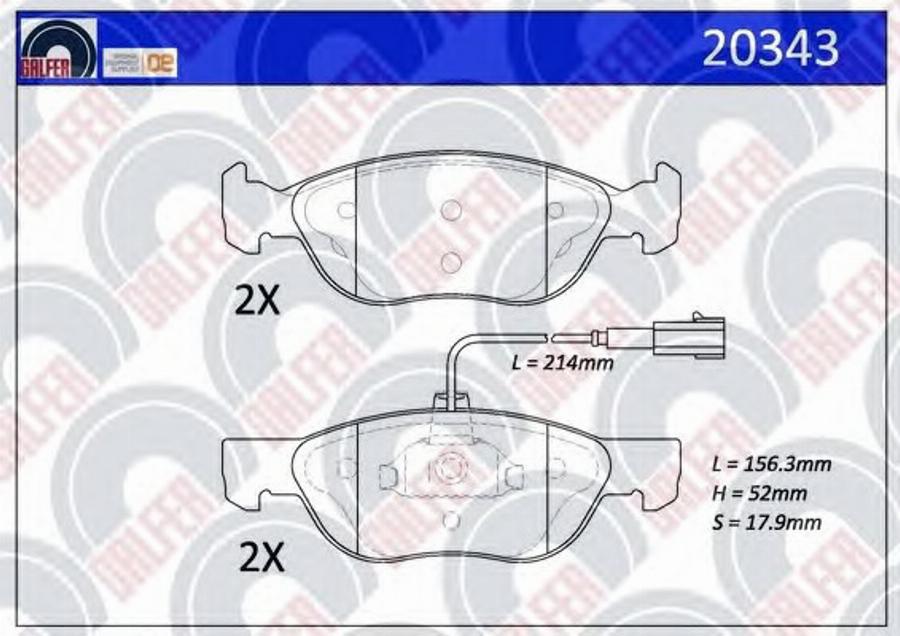 Galfer 20343 - Тормозные колодки, дисковые, комплект autospares.lv