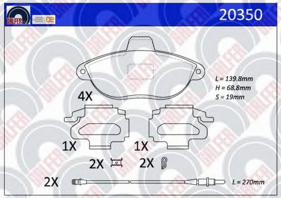 Galfer 20350 - Тормозные колодки, дисковые, комплект autospares.lv