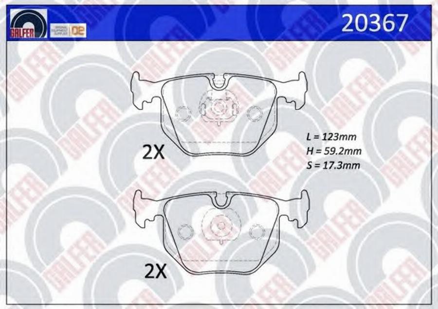 Galfer 20367 - Тормозные колодки, дисковые, комплект autospares.lv