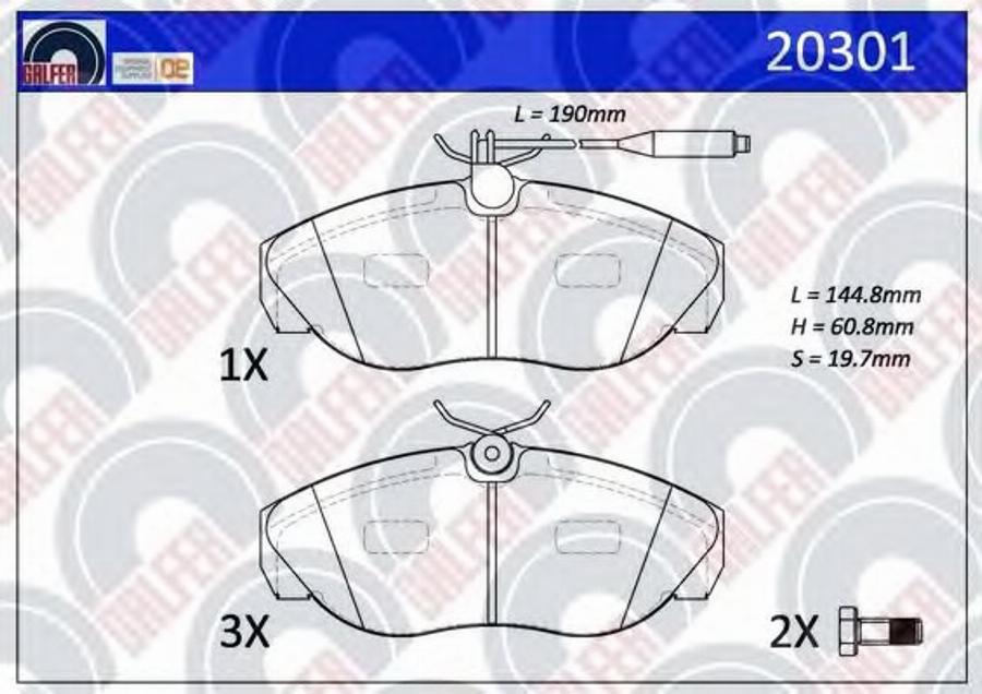 Galfer 20301 - Тормозные колодки, дисковые, комплект autospares.lv