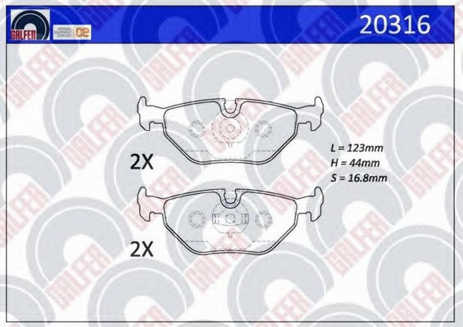 Galfer 20316 - Тормозные колодки, дисковые, комплект autospares.lv