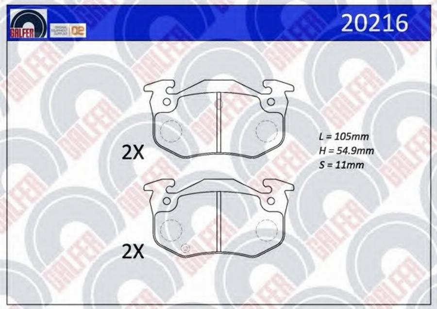 Galfer 20216 - Тормозные колодки, дисковые, комплект autospares.lv