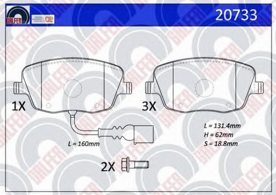 Galfer 20733 - Тормозные колодки, дисковые, комплект autospares.lv